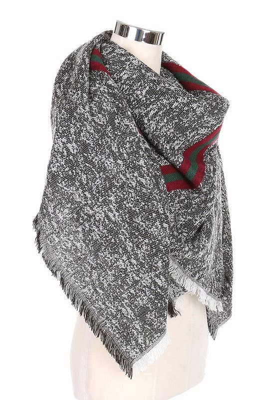 Multi Tone Striped Oversized Blanket Scarf