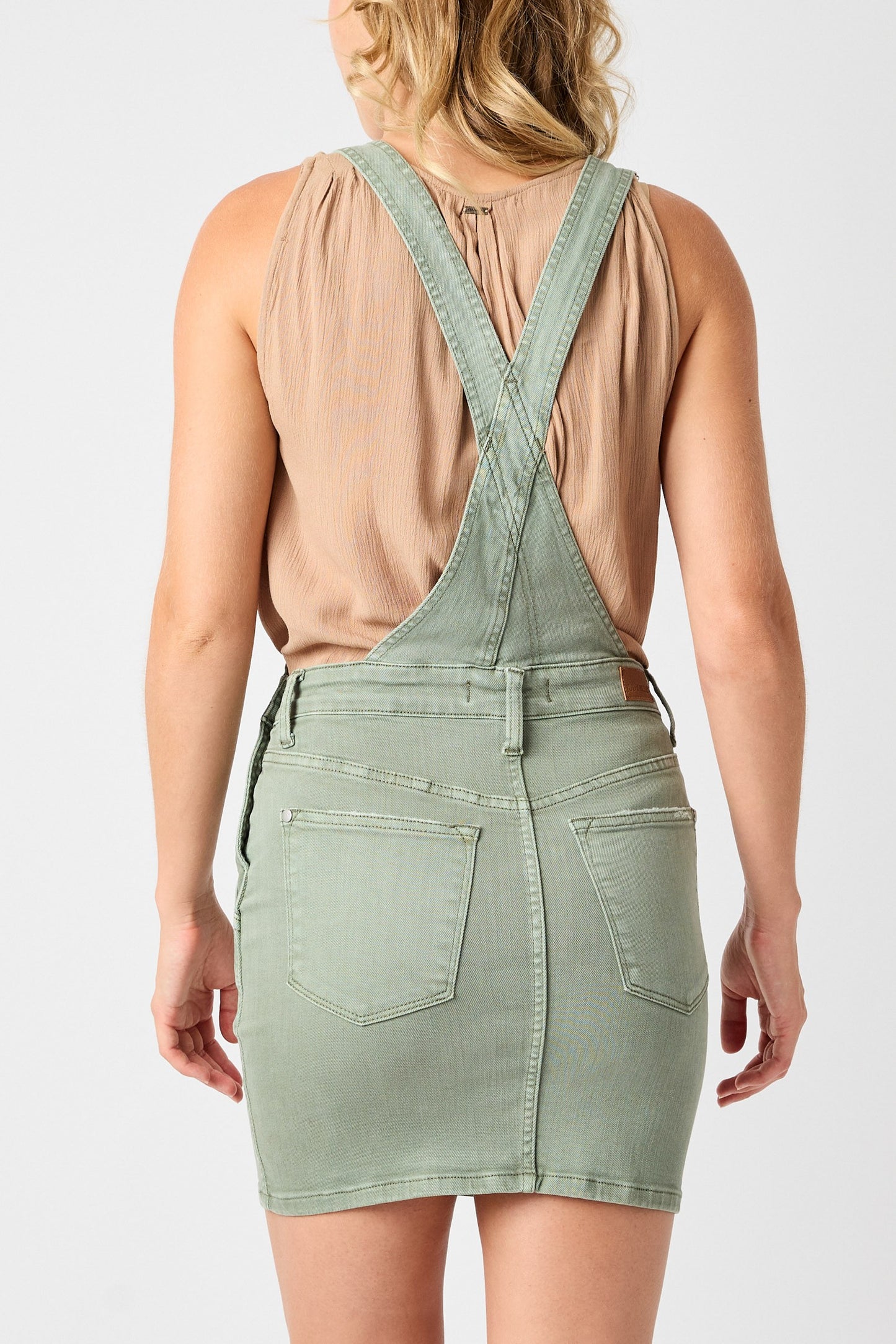 Judy Blue High Waist Garment Dyed Skirt Overall in Sage