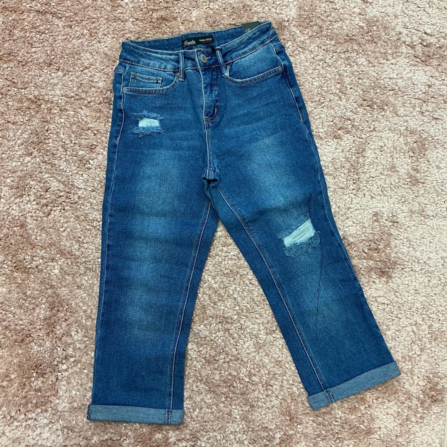 Vintage High Rise Rolled Cuff Capri Jean