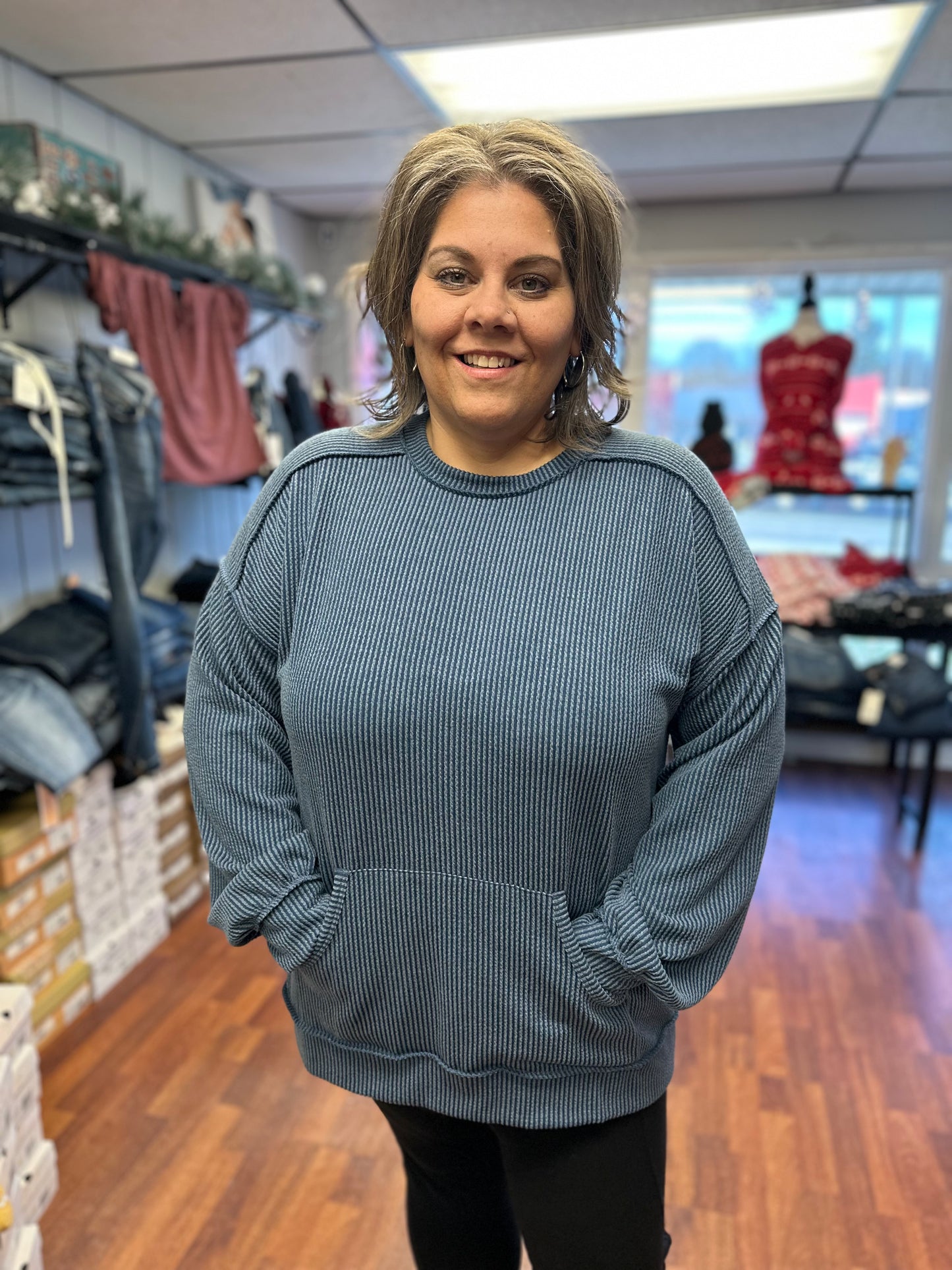 Rib Front Pocket Pullover