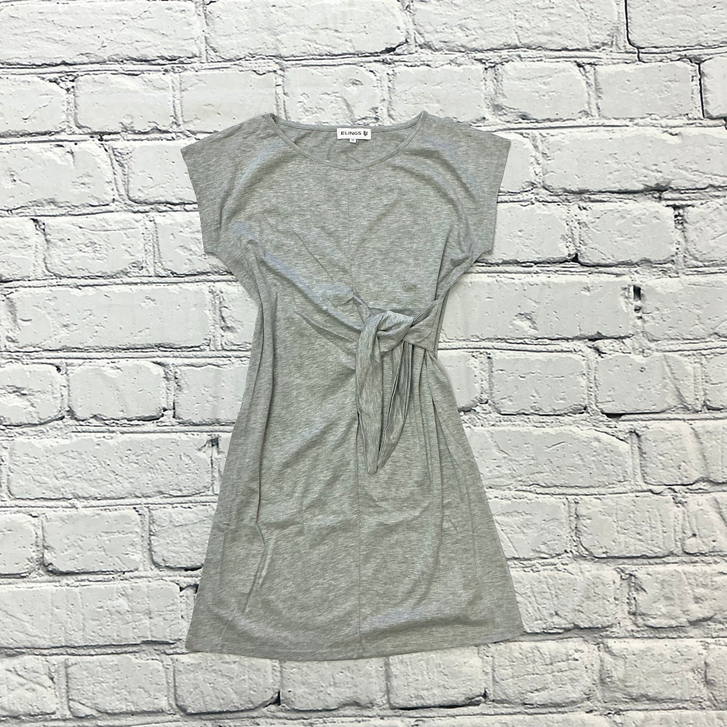 Solid Twist Knot Front Short Sleeve Tee Fit Dress