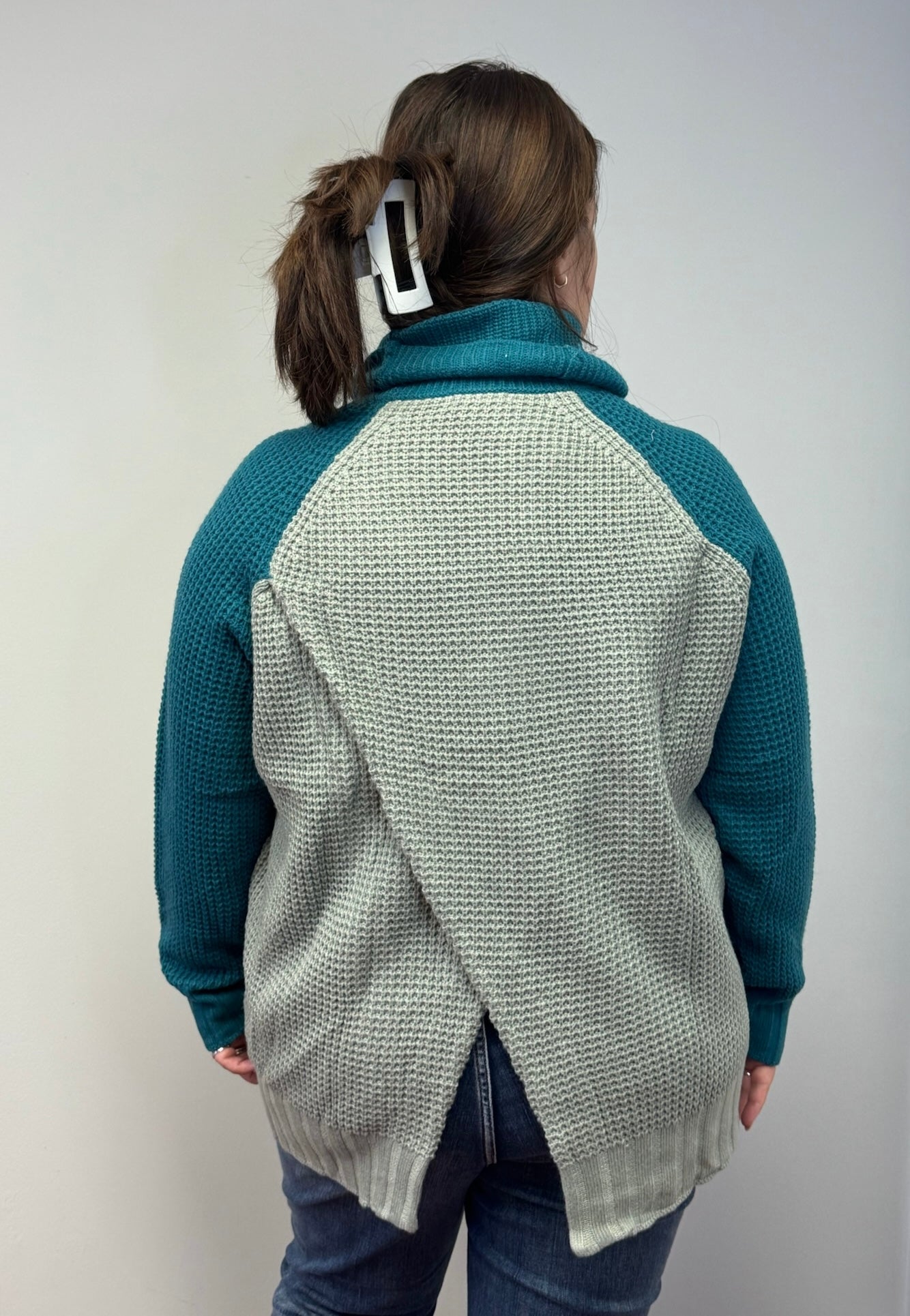 Color Block Turtle Neck Sweater