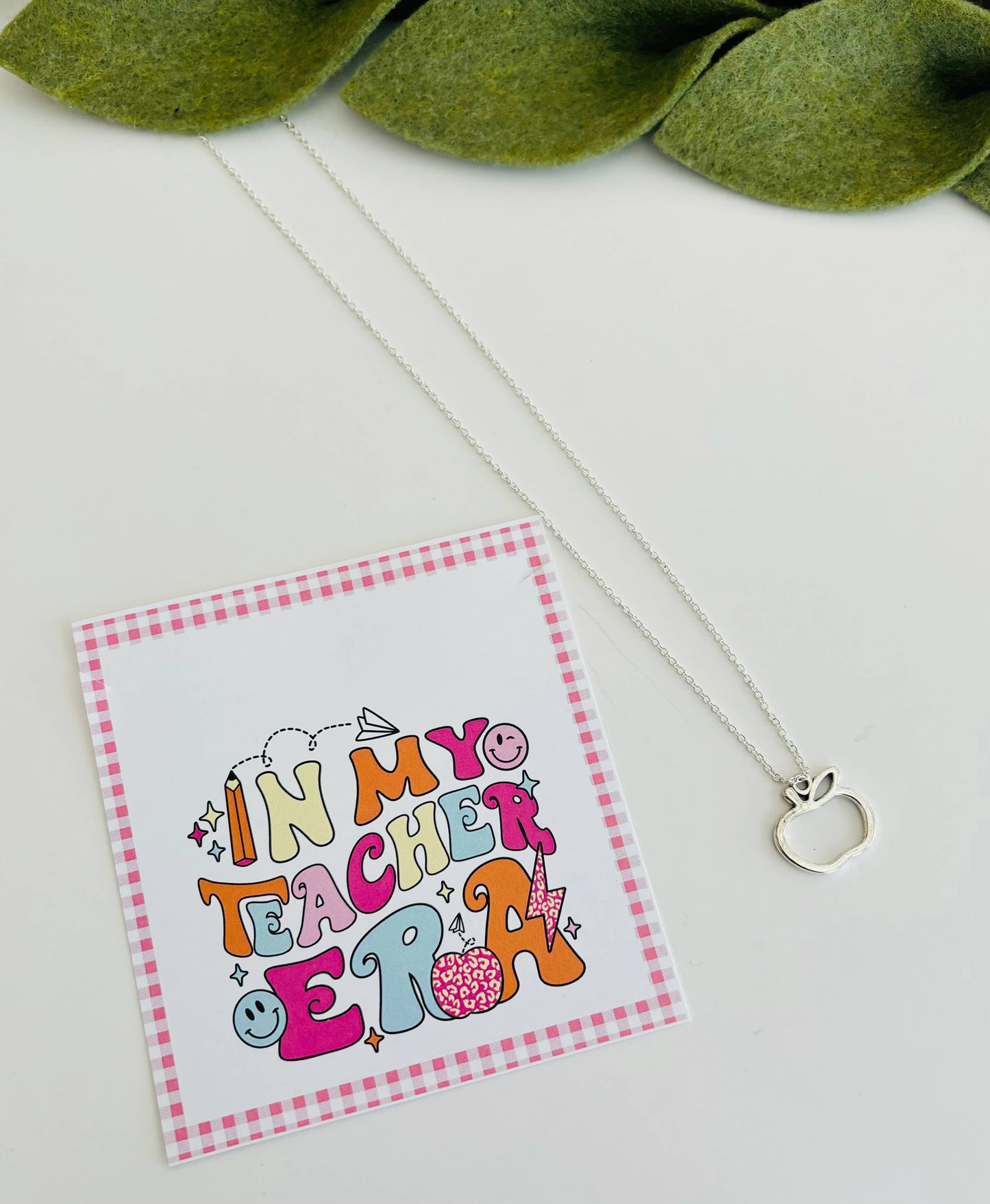 Teacher Era Necklace - Silver Apple