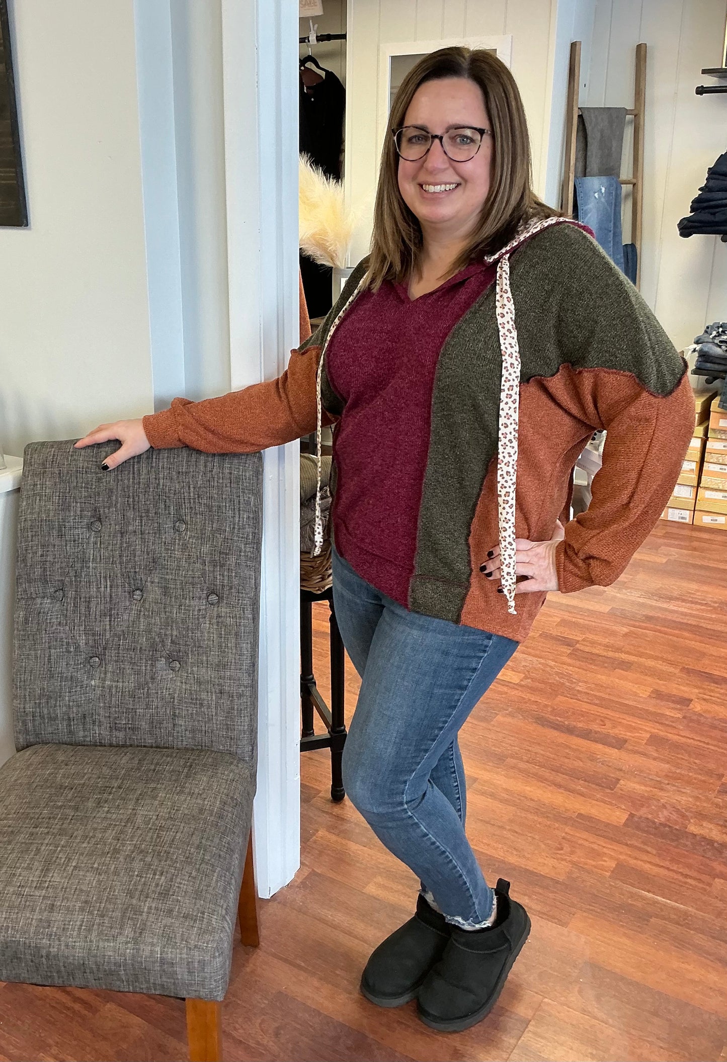 Multi Color Seam Detail Hoodie