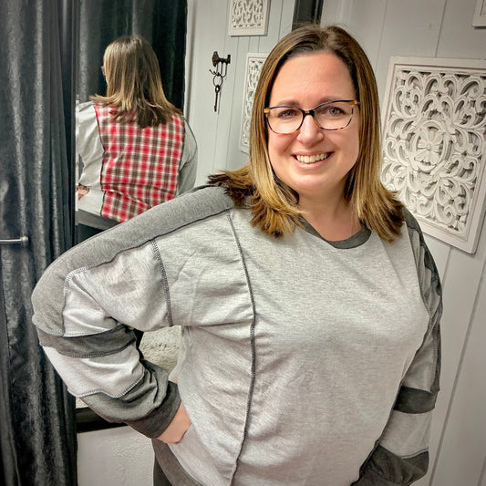 Plaid Contrast Pullover