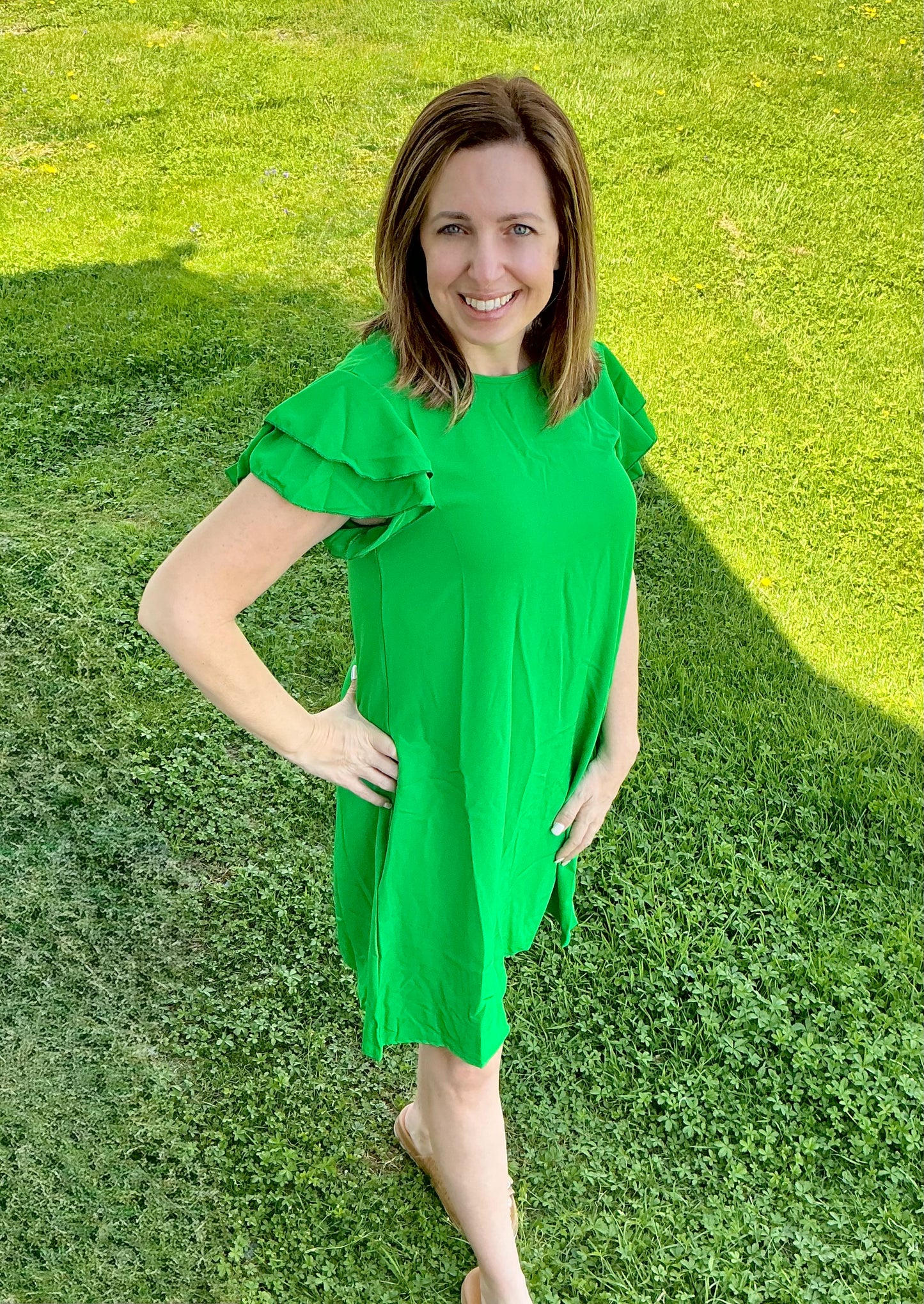 Solid Mini Dress With Pocket And Keyhole Back