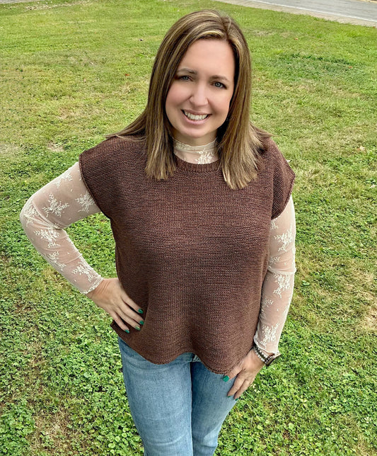 Oversized Crew Neck Sweater Vest