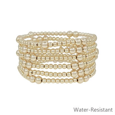 Set of 7 Beaded Water Resistant Stretch Bracelets