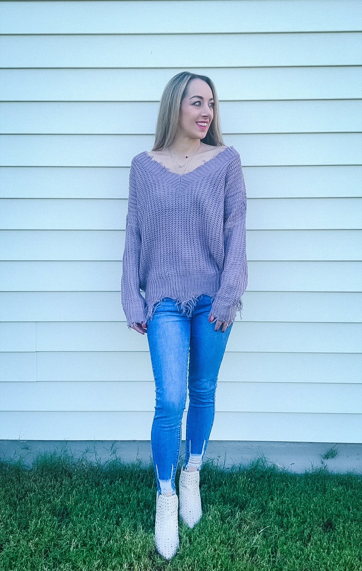 Frayed Neck Sweater