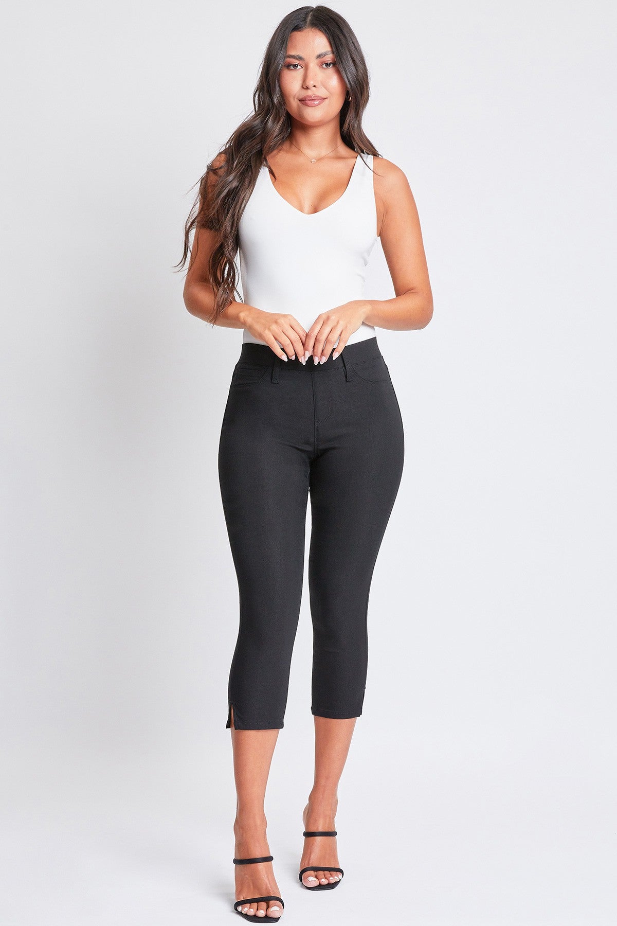 YMI Hyper Stretch Pull On Capri with Side Slit