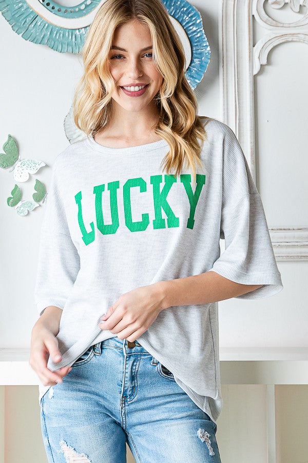 Solid Ribbed Lucky Top