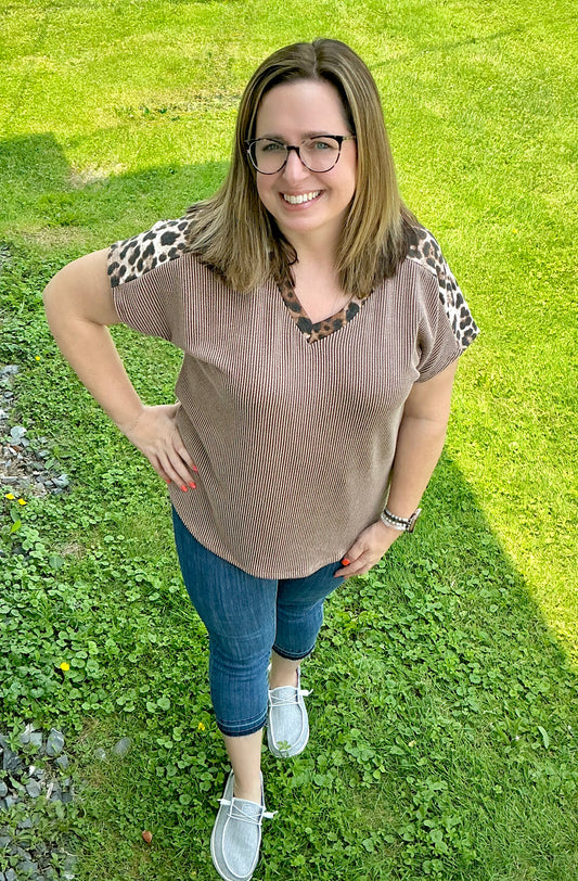 Short Sleeve Animal Print Top