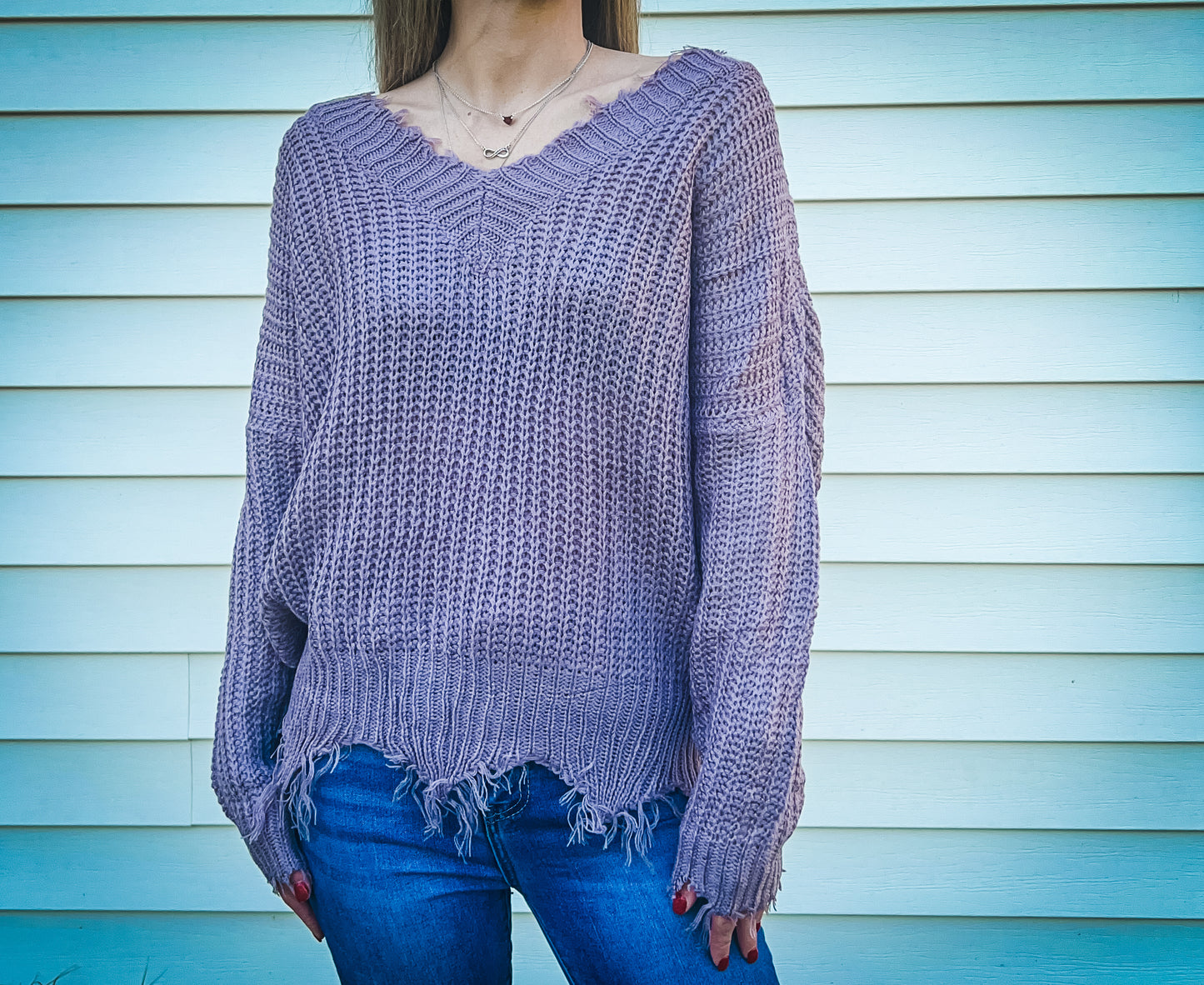 Frayed Neck Sweater