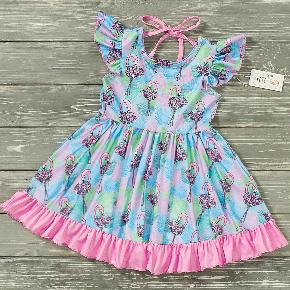 Flowery Flamingo Girls Dress