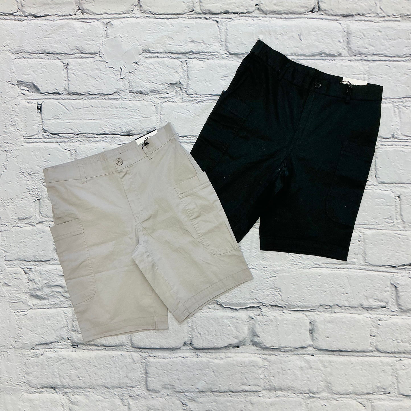 Wide Leg Bermuda Shorts with Big Pockets - Black or Silver Ash