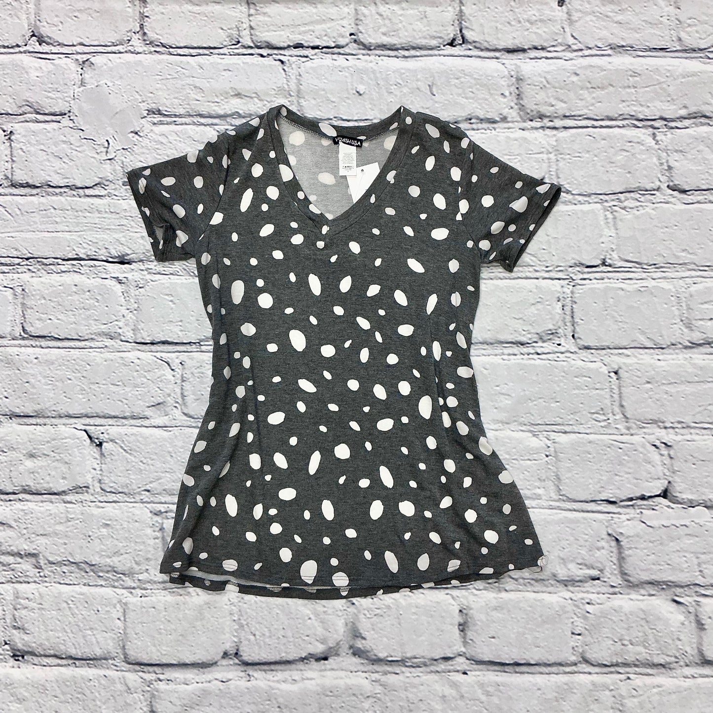 Short Sleeve V Neck Dot Print Top
