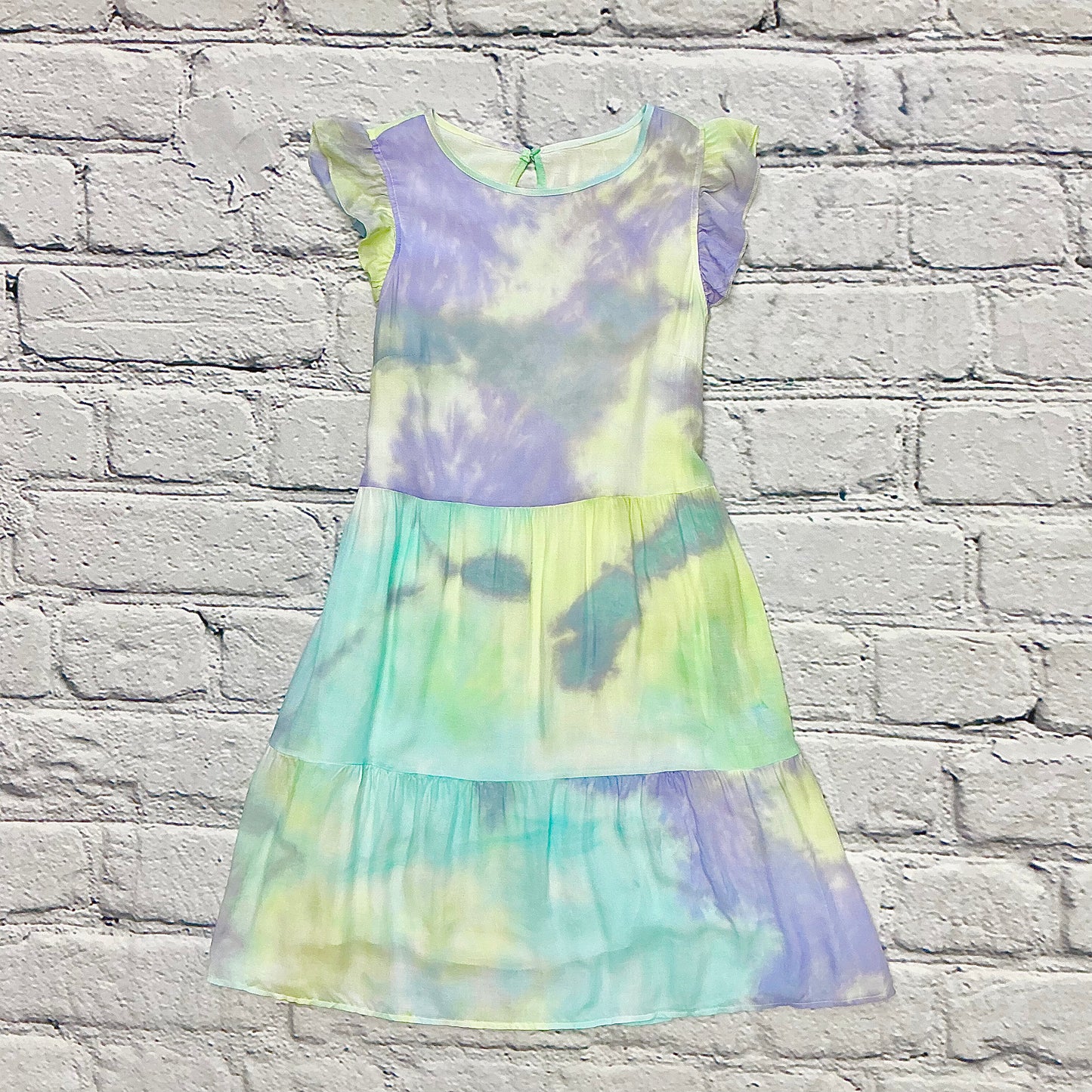 Sleeveless Round Neck Ruffle Tie Dye Babydoll Dress