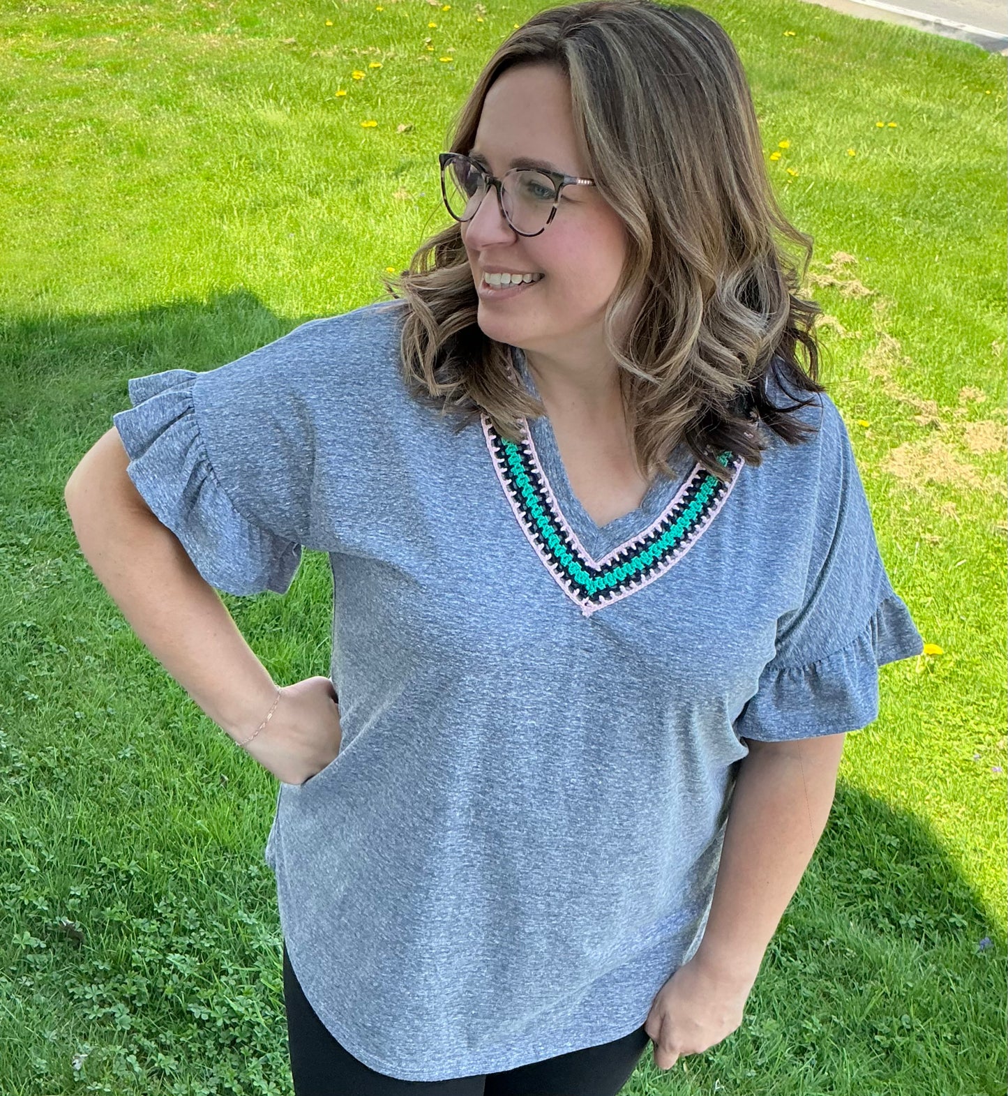 Brooklyn Bridge V Neck Top