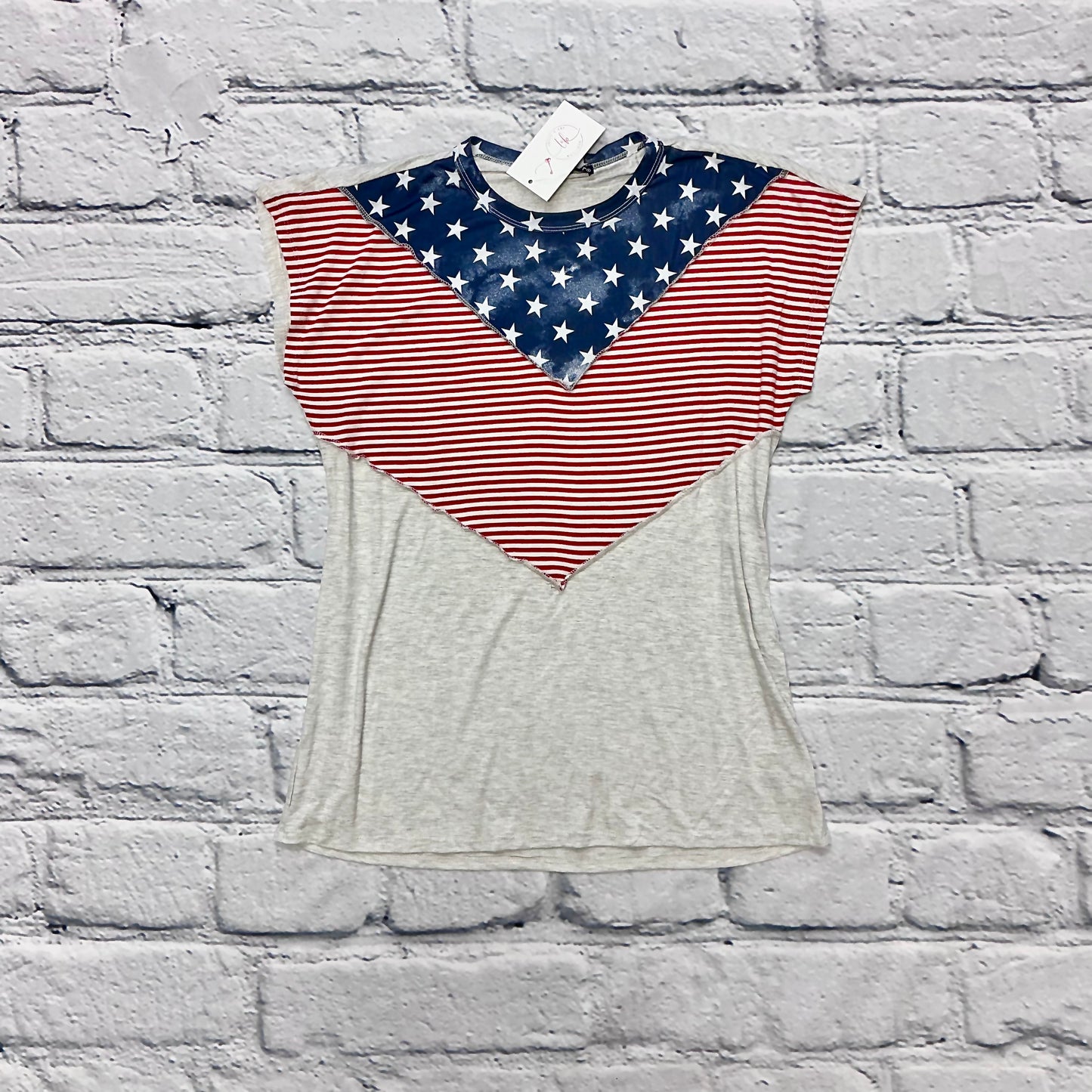 Dolman Sleeve Solid Stripe and Star Top