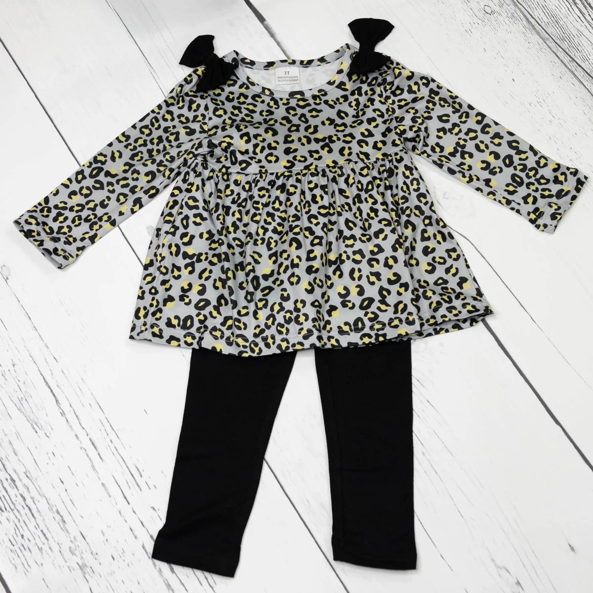 Girls Grey & Yellow Cheetah Outfit