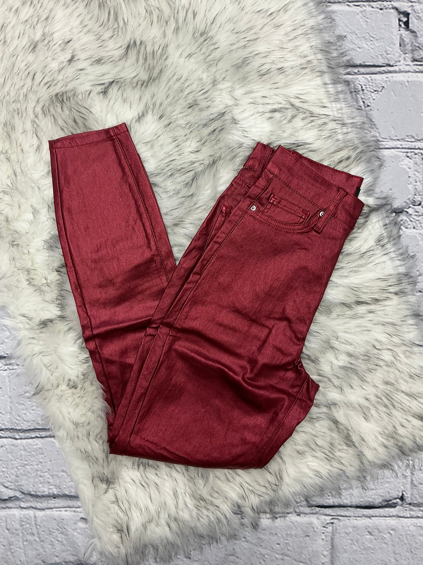 Metallic Hyperstretch Skinny Pants - Red Wine