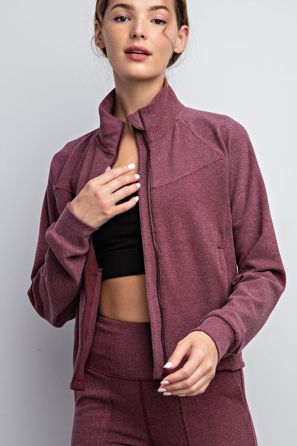 Rib Brushed Crop Length Jacket