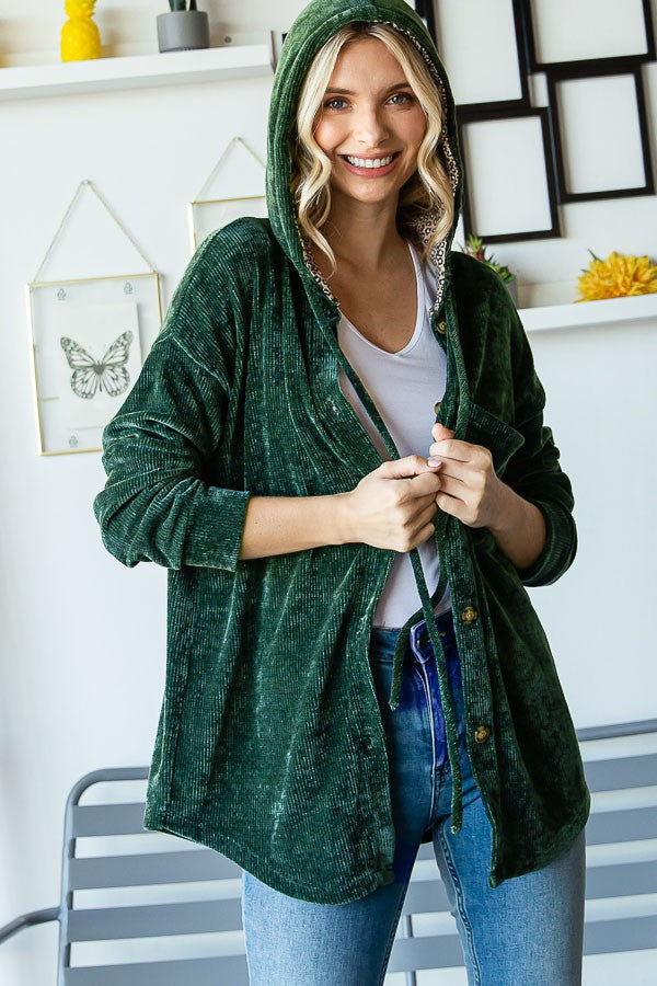 Animal Contrast Button Down Shacket