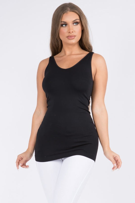 Reversible V or U Neckline Seamless Tank in Black