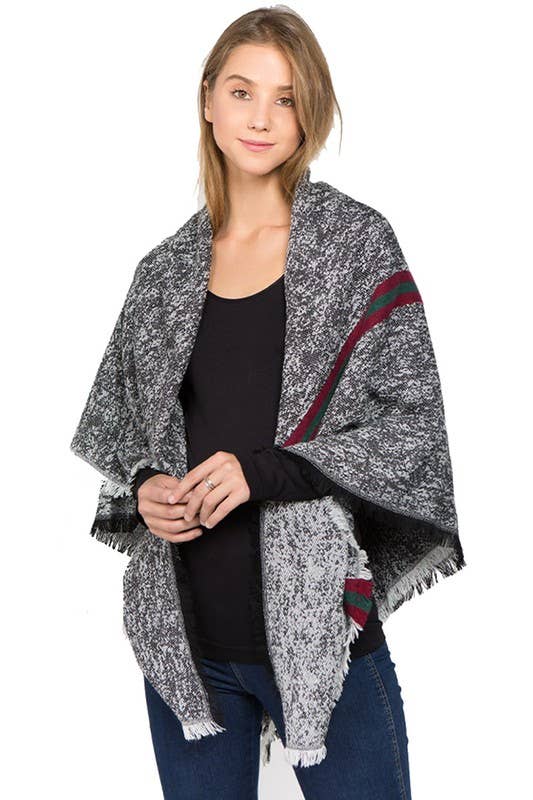 Multi Tone Striped Oversized Blanket Scarf
