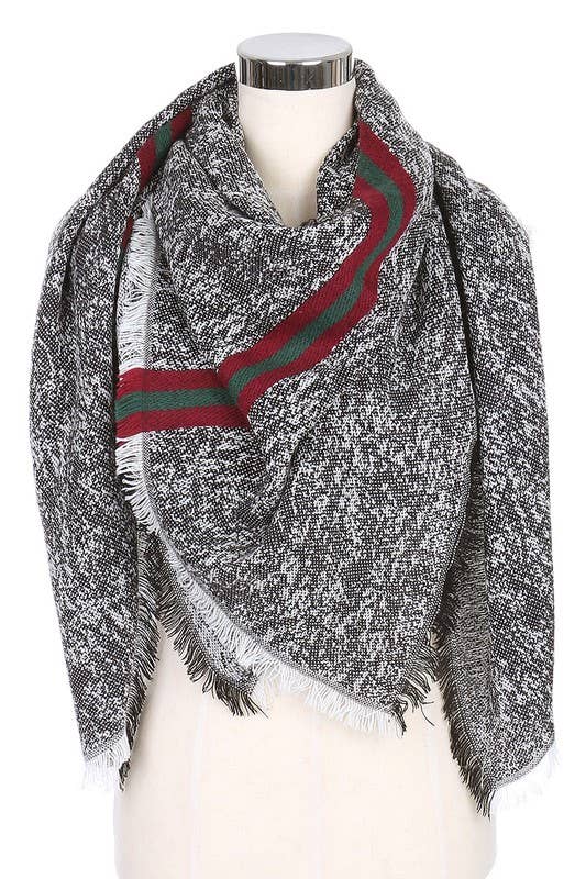Multi Tone Striped Oversized Blanket Scarf