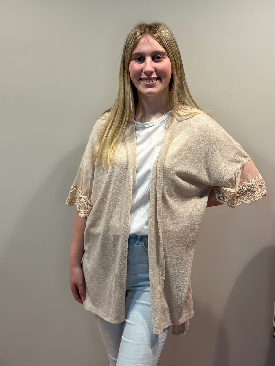 Lace Sleeve Open Cardigan Locke & Key Boutique