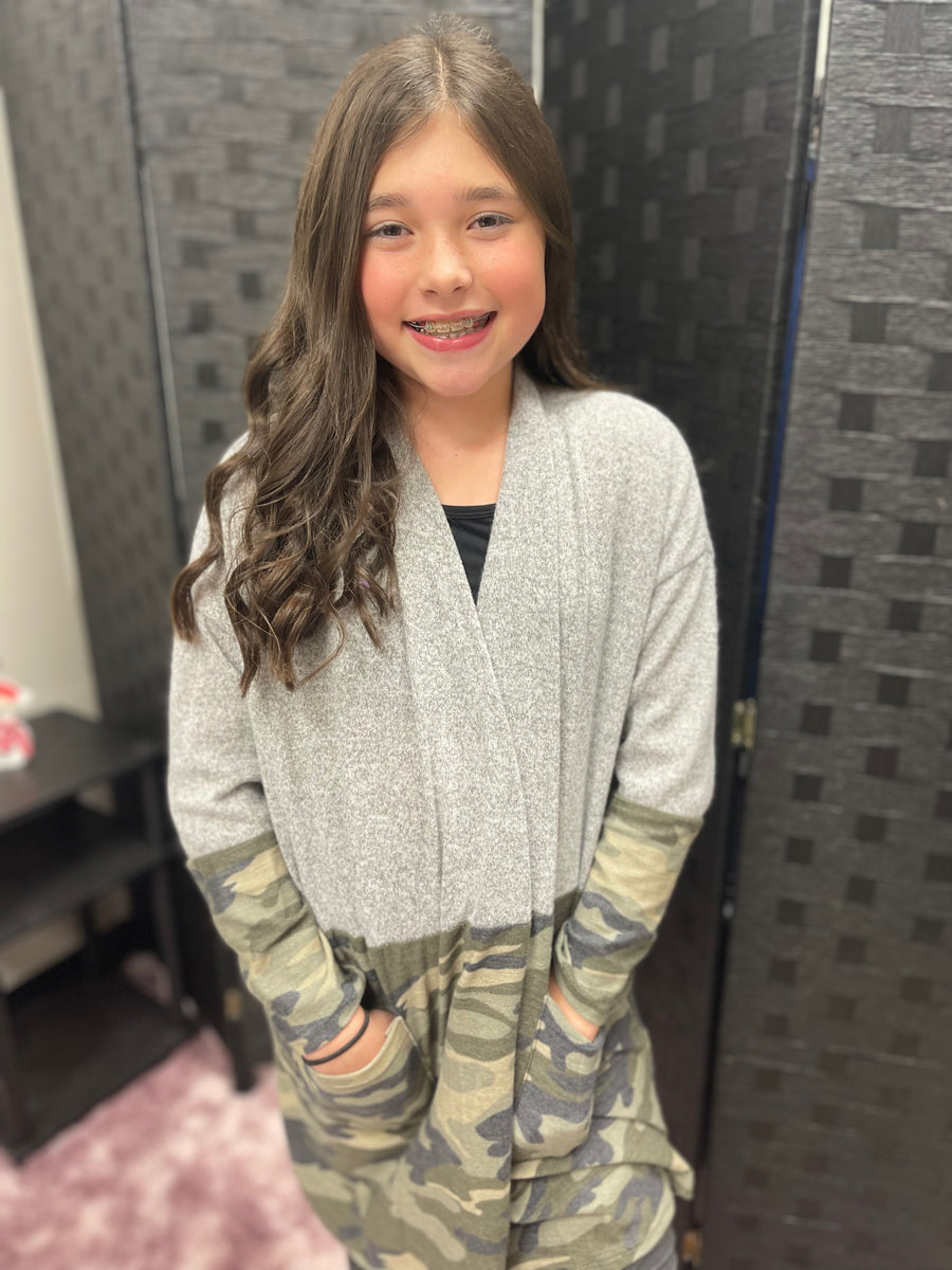 Kids Camo Sweater Cardigan Locke & Key Boutique