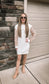 White Sequin Puff Sleeve Shift Mini Dress