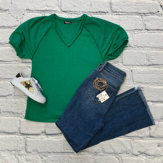 Green with Envy Short Sleeve V Neck