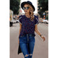 Round Neck Polka Dot Print Petal Sleeve Blouse
