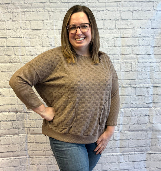 Long Sleeve With Contrast Rib Top