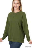 French Terry Raglan Sleeve Round Neck Pullover
