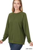 French Terry Raglan Sleeve Round Neck Pullover