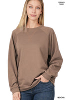 French Terry Raglan Sleeve Round Neck Pullover