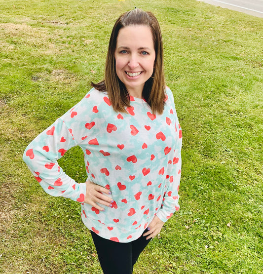 Heart Print Long Sleeve Tee