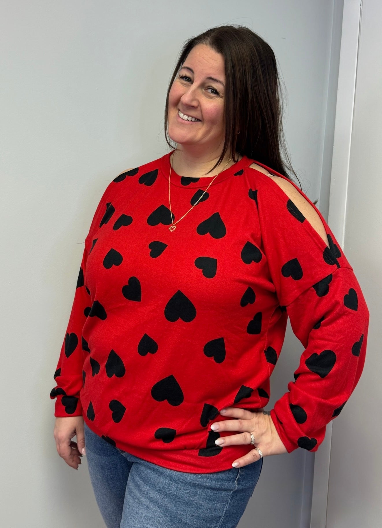 Valentine's Cold Shoulder Heart Top