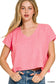 Soft Melange V-Neck Drop Shoulder Cropped Top