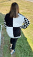 Checkered Open Front Drop Shoulder Cardigan