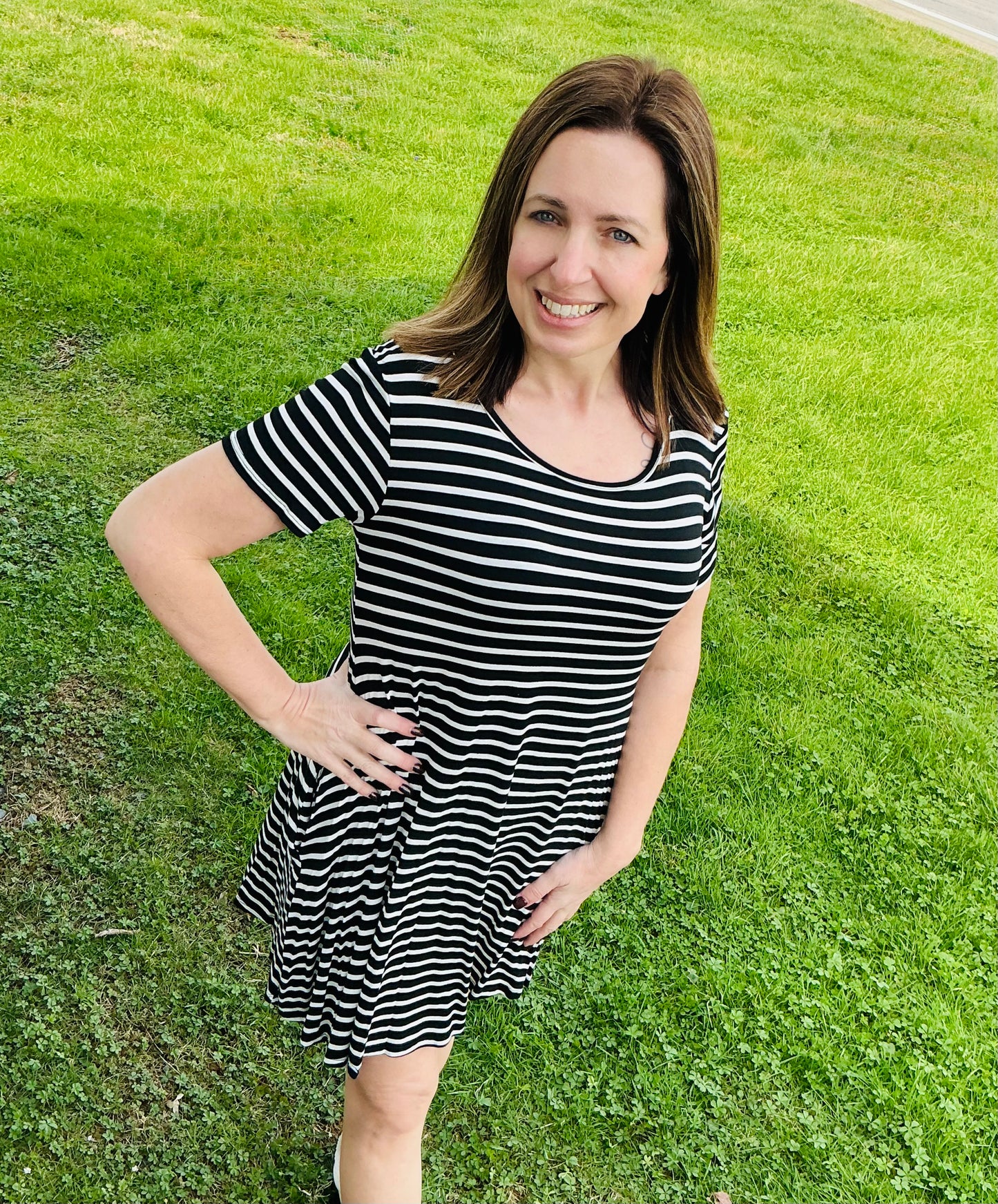 Stripe Dress With Side Pocket