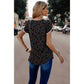 Round Neck Polka Dot Print Petal Sleeve Blouse