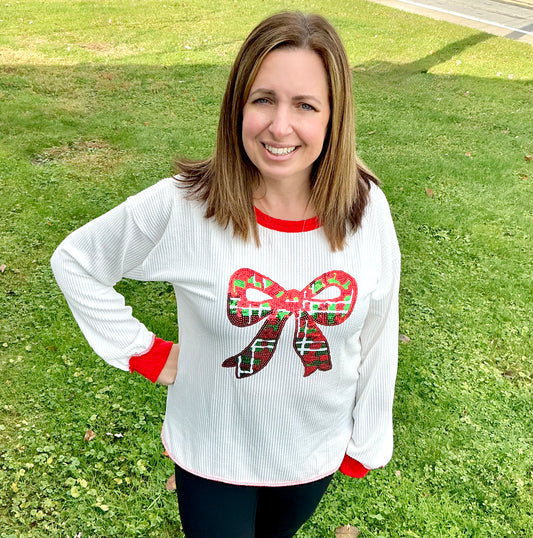 Long Sleeve Solid Urban Rib Ribbon Patch Top