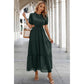 Cut Out Waist Ruffle Hem Puff Sleeves Fit Dress