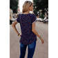 Round Neck Polka Dot Print Petal Sleeve Blouse