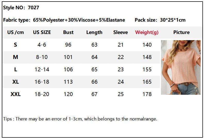Solid Color Short-Sleeve Hollow-Out Top