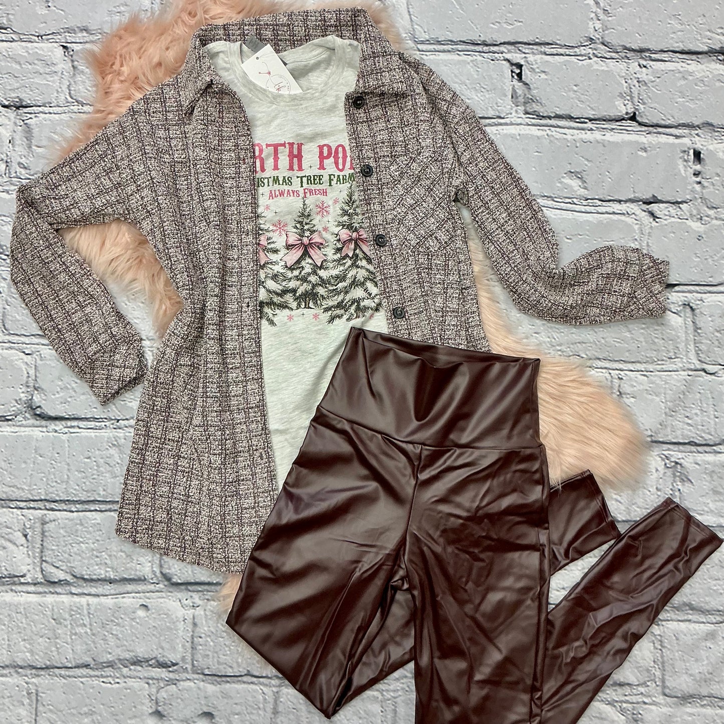 Tweed Button Down Shacket With Pockets